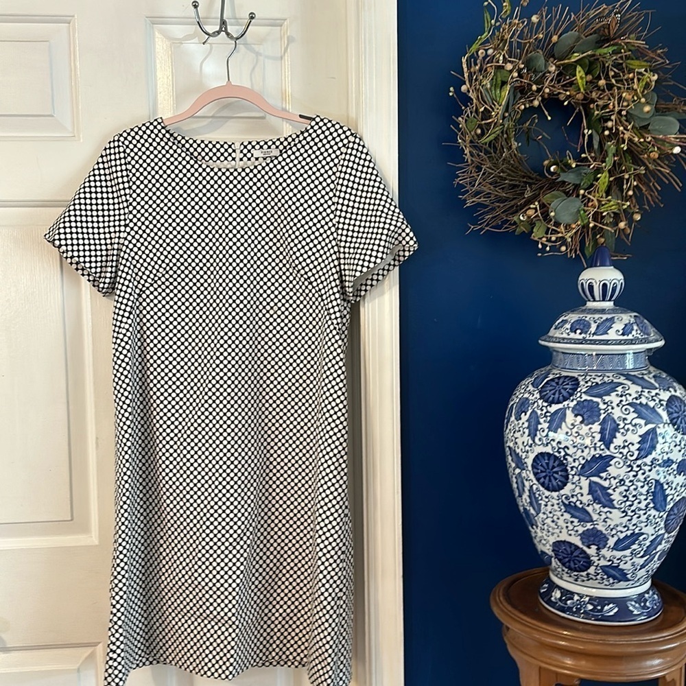 New Italian Made Peserico Polka Dot Cotton & Spandex Fully Lined Dress
